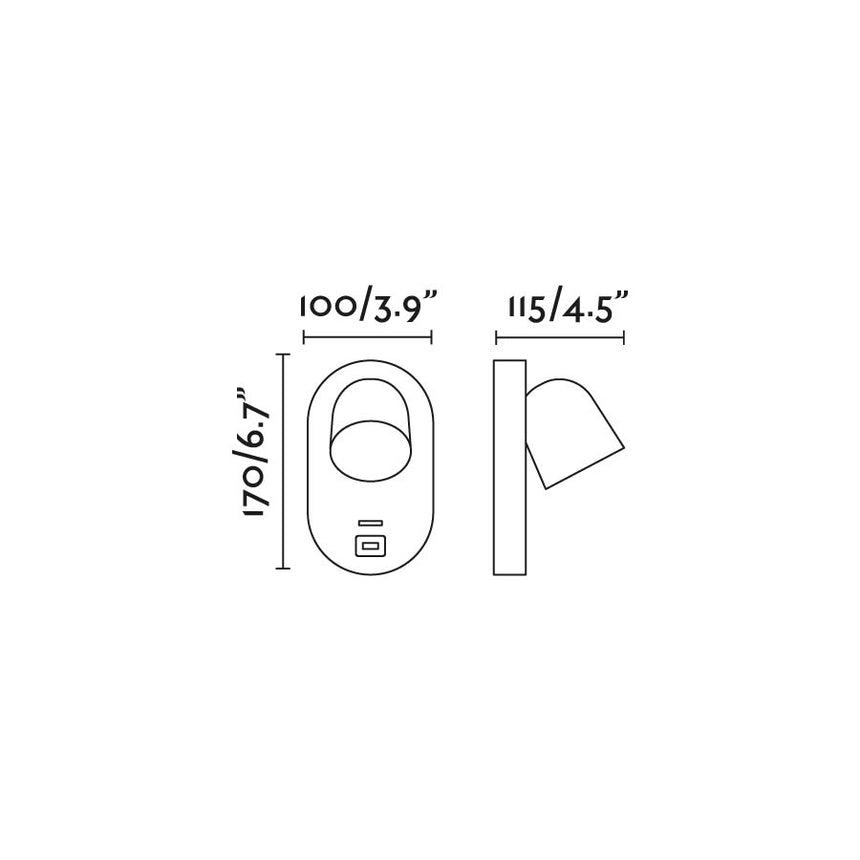Faro CORB Lámpara aplique negra GU10+USB 40136