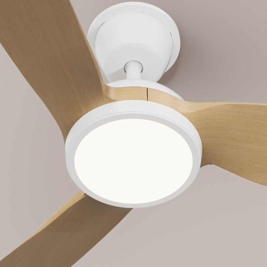 Ventilador de techo con luz Sulion Dana 132cm LED blanco y madera clara motor DC CCT — vista 3