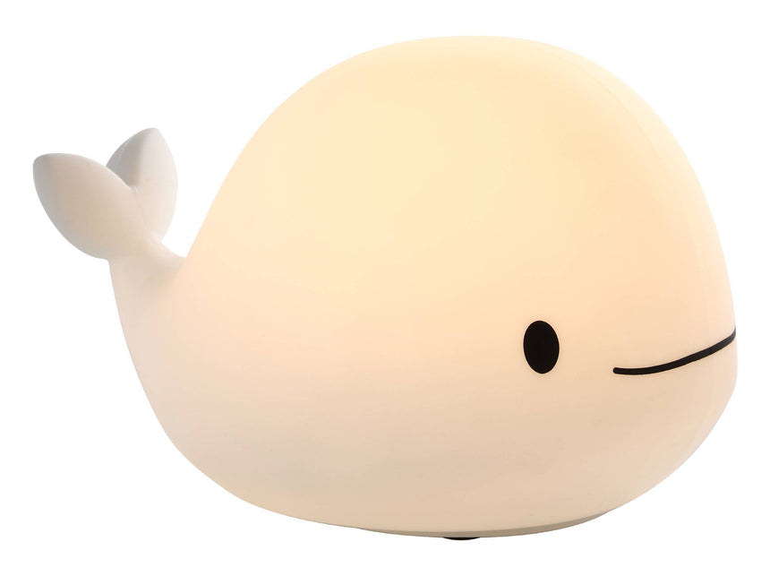 EGLO Castellino 75944 blanca con forma de ballena, encendida con luz cálida