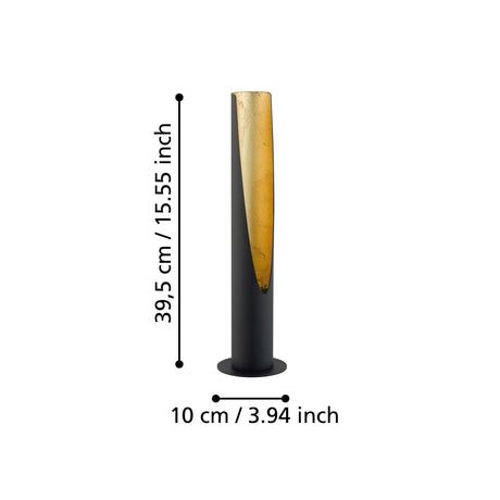 Esquema oficial de EGLO Barbotto 97583: altura 39,5 cm y base de 10 cm