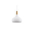 Detalle de la lámpara colgante EGLO Sabinar 96982 blanca con remate de madera marrón