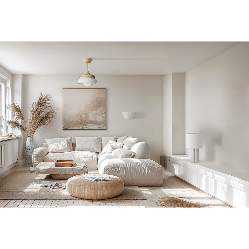Ventilador de techo con luz Sulion Emma 89cm madera con pantalla pino lavado motor DC — vista 3