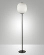 Lámpara de pie Fabas Luce Domizia 3689-10-101 con estructura negra y pantalla blanca de vidrio soplado