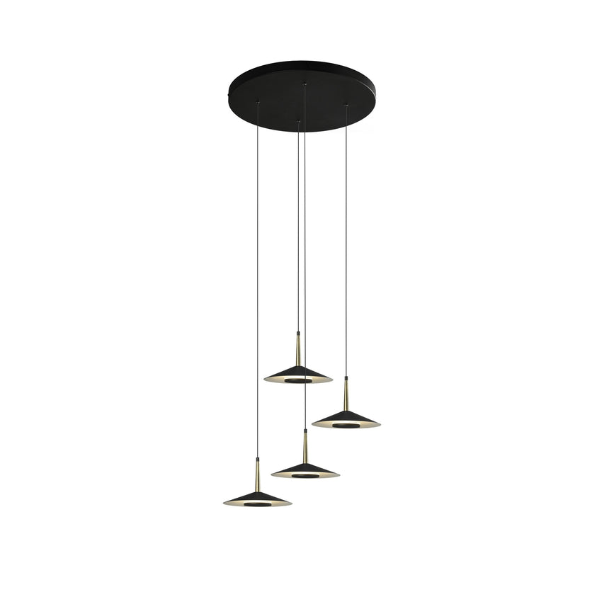 Mantra Orion Lámpara de techo colgante 4 luces negro y dorado 7476