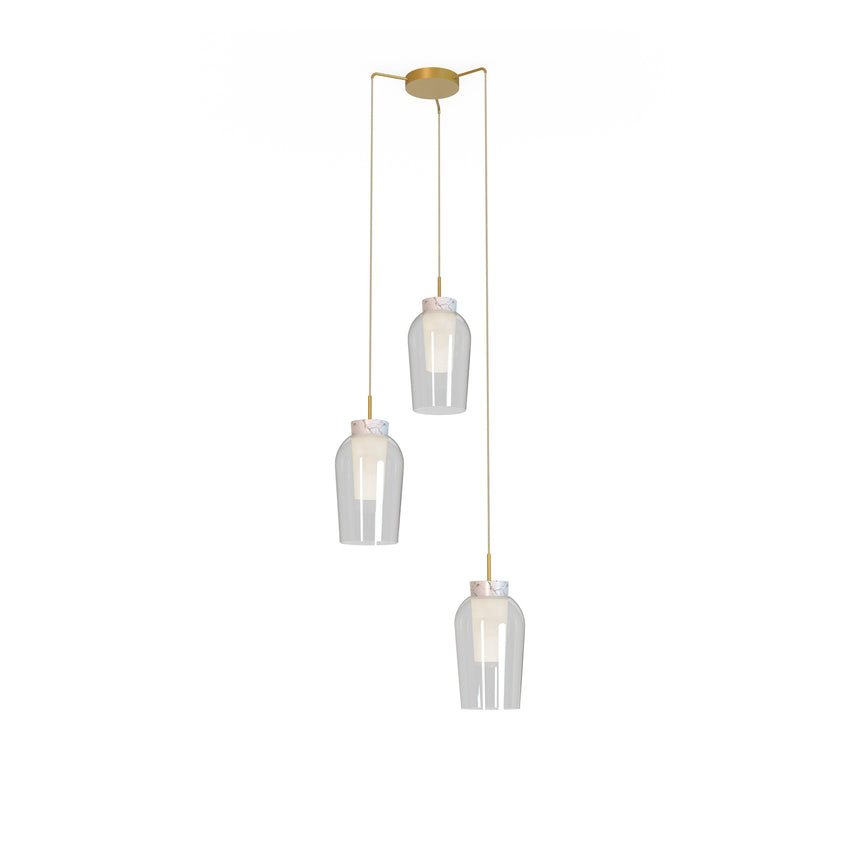 Mantra Nora Lámpara de techo colgante 3 luces oro/blanco 8396