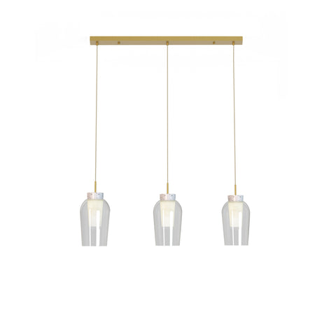 Mantra Nora Lámpara de techo colgante Lineal 3 luces 108cm oro/blanco 8397