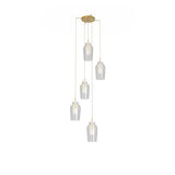 Mantra Nora Lámpara de techo colgante 5 luces cristal oro y blanco 8395