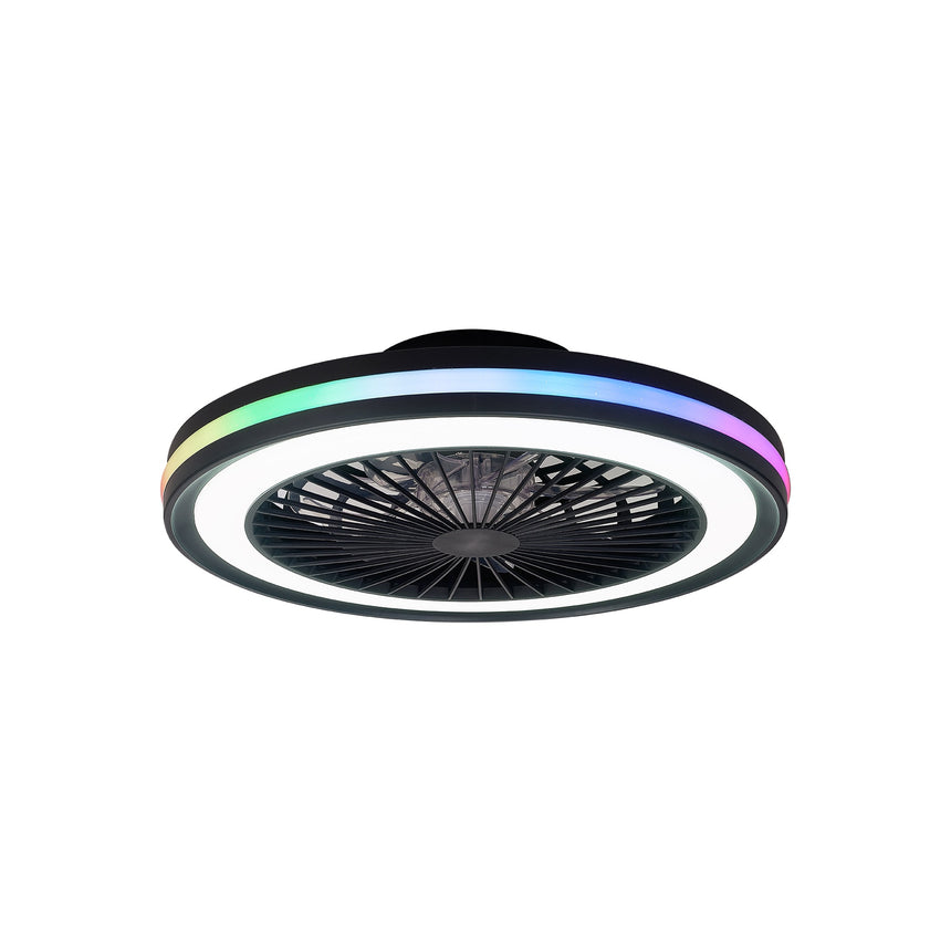 Ventilador de techo Mantra Gamer LED acrílico negro 3000-6500 regulable IP20 Ø46,6cm