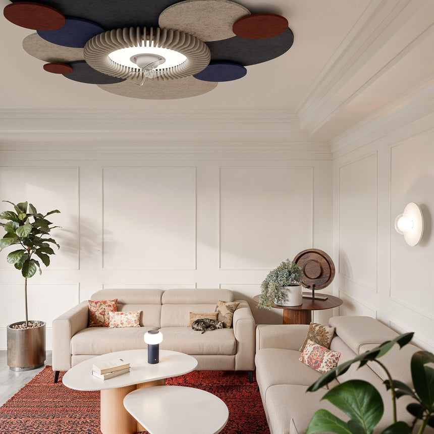 Ventilador de techo con luz Sulion Fono 80cm LED blanco con pantalla beige motor DC — vista 2
