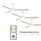 Sulion Ventilador de techo BALOO EVO L blanco con luz palas reversibles color madera 2199689