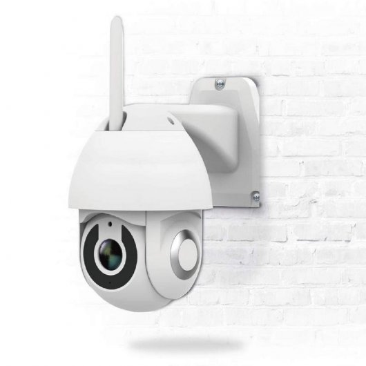 Garza 401270 Smarthome Cámara Exterior Wifi Inteligente 360 seguridad, HD 1080p, visión nocturna y zoom, control por voz y app, Alexa