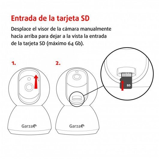 Garza 401266 Smarthome Cámara IP WIFI inteligente 360, visión nocturna, HD, iOS, Android, Alexa, Google