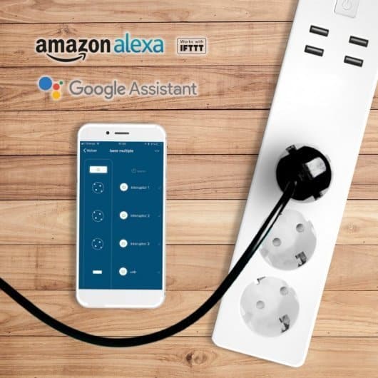 Garza 401263 SmartHome Regleta enchufe multiple inteligente wifi de 3 tomas compatible con Alexa y Google Home