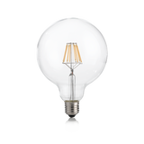 Bombilla Ideal Lux 153988 globo G125 E27 de cristal transparente con filamentos LED, vista completa