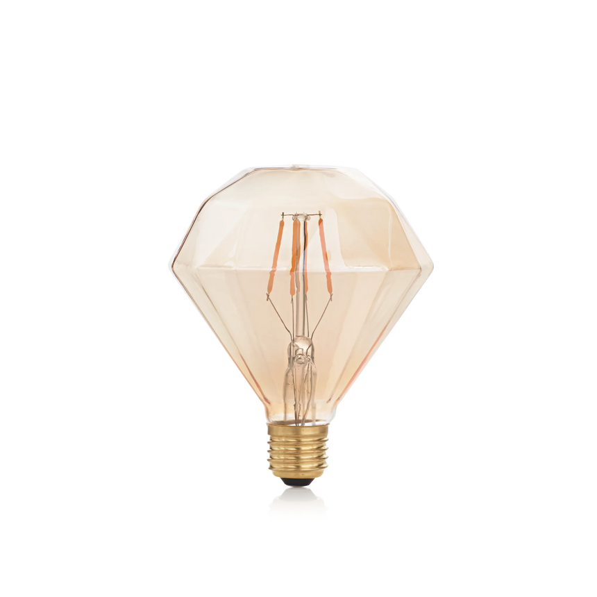 Bombilla Ideal Lux Diamond 201269 E27 de cristal ámbar facetado y filamentos LED