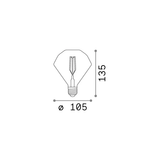 Medidas oficiales de Ideal Lux Diamond 201269: diámetro 105 mm y altura 135 mm