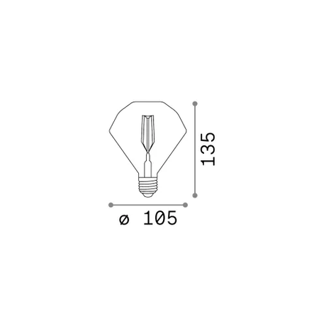 Medidas oficiales de Ideal Lux Diamond 201269: diámetro 105 mm y altura 135 mm