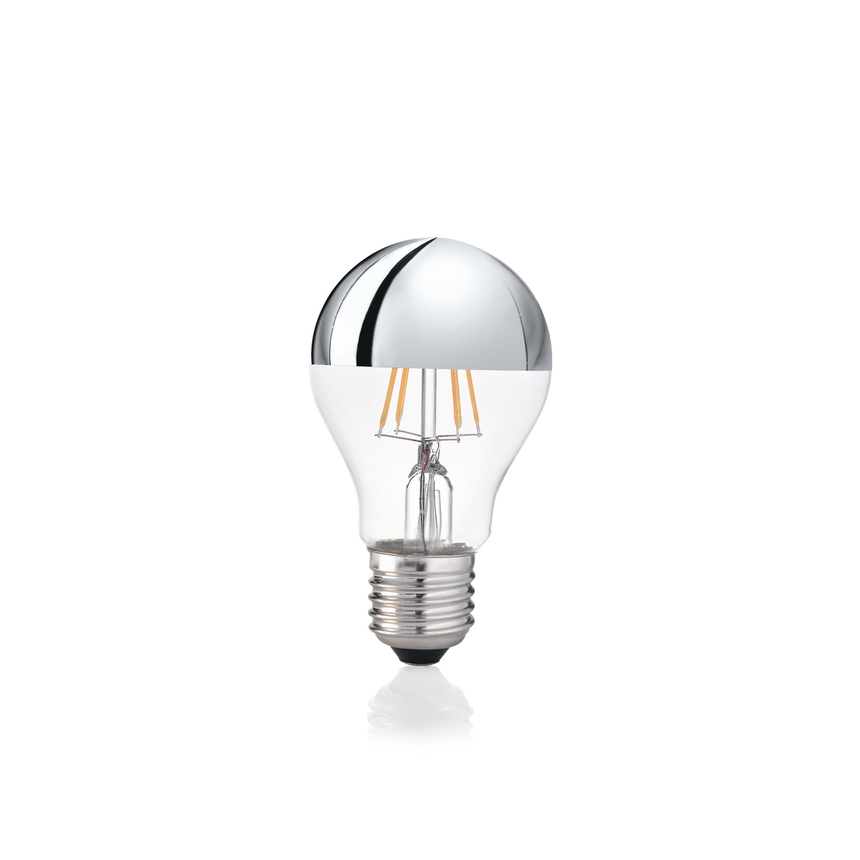 Bombilla Ideal Lux Goccia 123882 E27 de cristal con cúpula cromada y filamentos LED