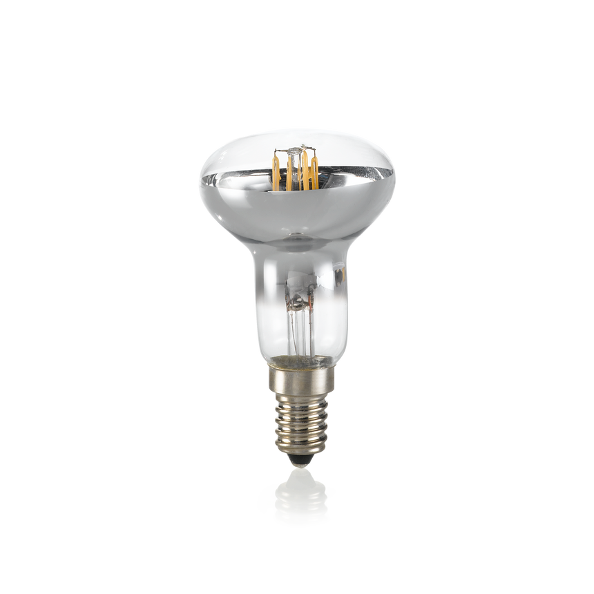 Bombilla Ideal Lux Spot 101255 E14 de cristal con acabado cromo y filamentos LED