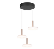 Lámpara de techo colgante Trio Celeste LED 3 luces marrón café 3000K regulable 200cm 354930365