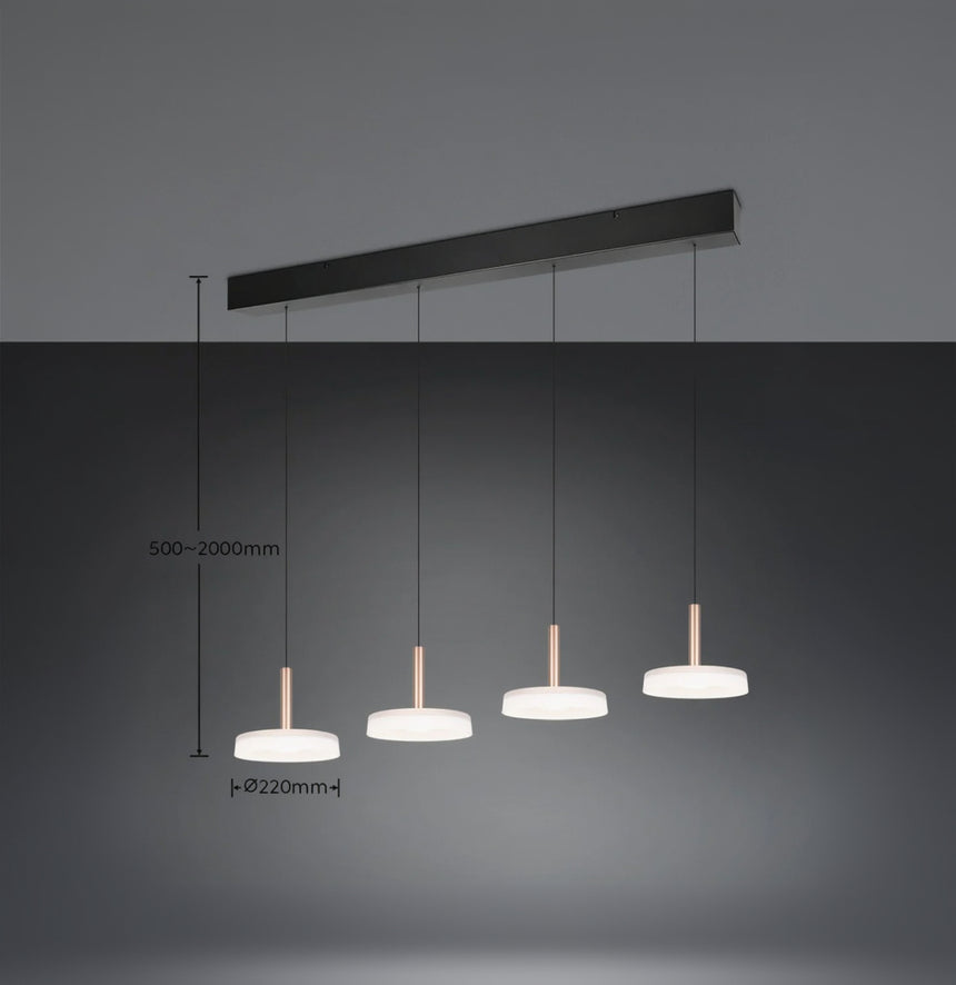 Lámpara colgante Celeste 4 luces LED 3000K blanco y dorado 354910465