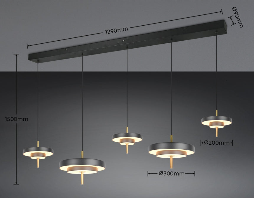 Trio Keaton Lámpara de techo colgante 5 luces CCT regulable 340210580