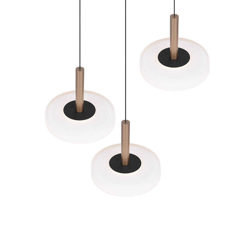 Lámpara colgante Celeste 3 luces LED 3000K blanco y dorado 354930365