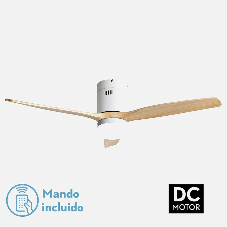 Ventilador de techo Aguilón con luz CCT mando 132cm madera 128291368