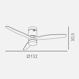 Ventilador de techo Aguilón con luz CCT mando 132cm madera 128291368