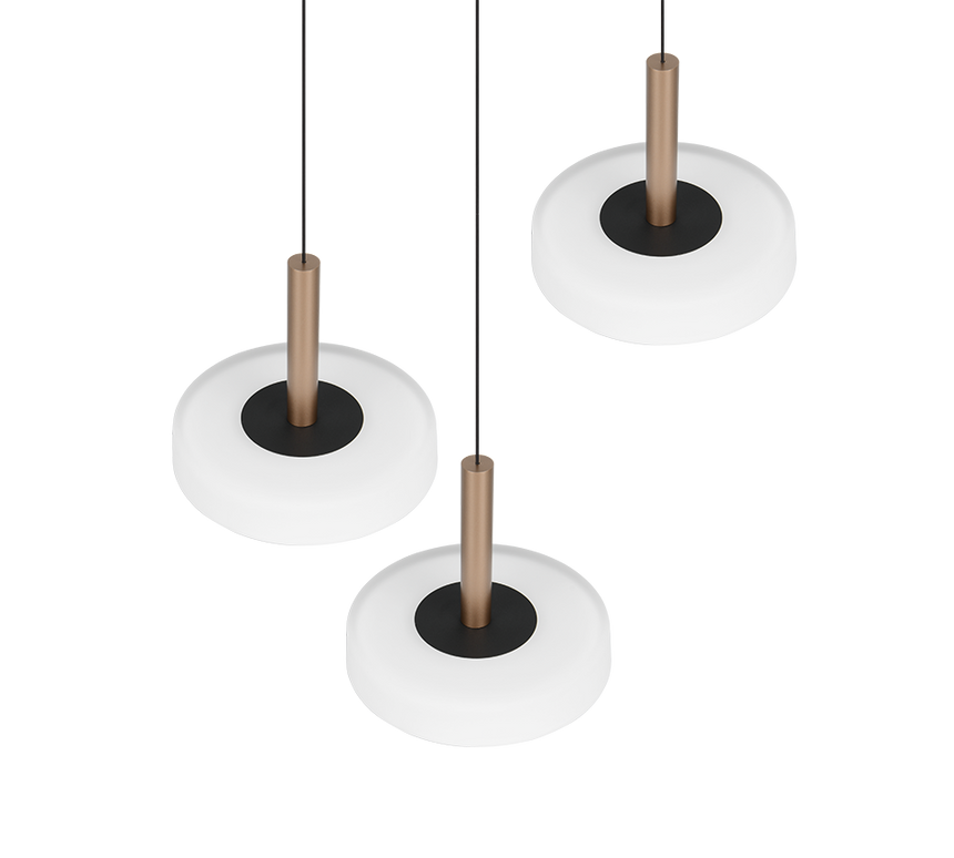 Lámpara colgante Celeste 3 luces LED 3000K blanco y dorado 354930365