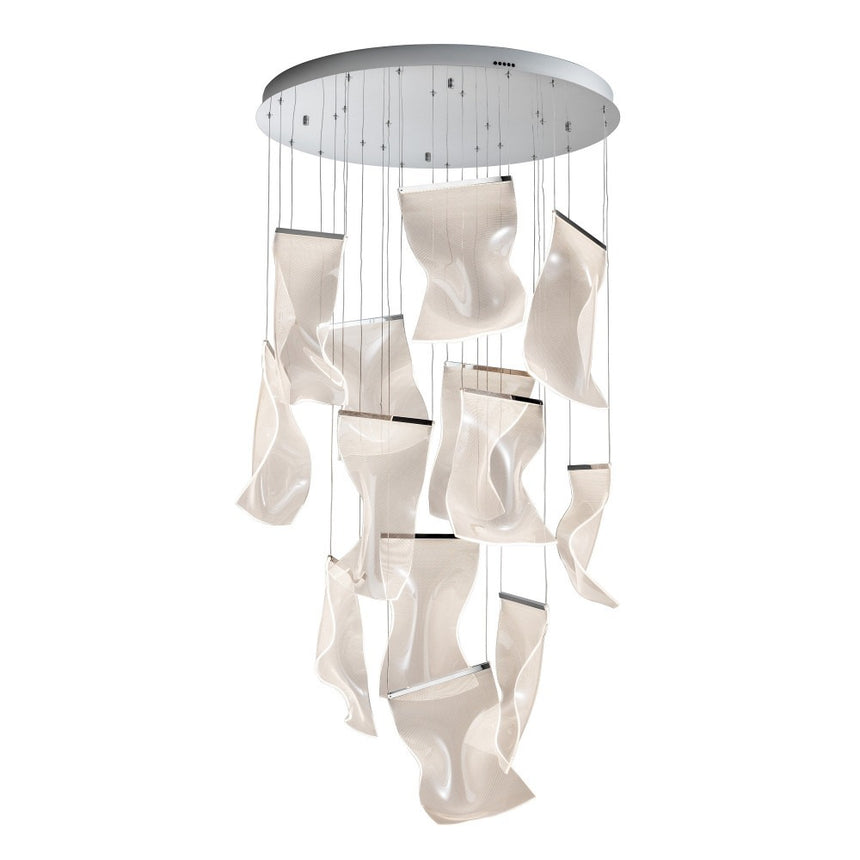 Lámpara de techo colgante Schuller Velos grande 13 luces cromo y micro 3000K regulable 609647ND