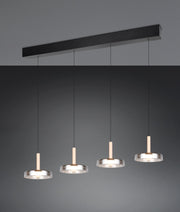 Lámpara de techo colgante Trio Celeste LED 4 luces negro mate 3000K regulable 200cm 354910432
