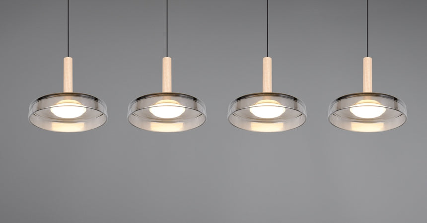 Lámpara colgante Celeste 4 luces LED acero cromado y dorado 354910432