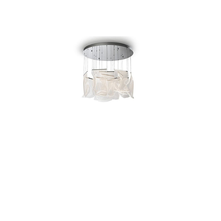 Lámpara de techo colgante Schuller Velos grande 13 luces cromo y micro 3000K regulable 609647ND