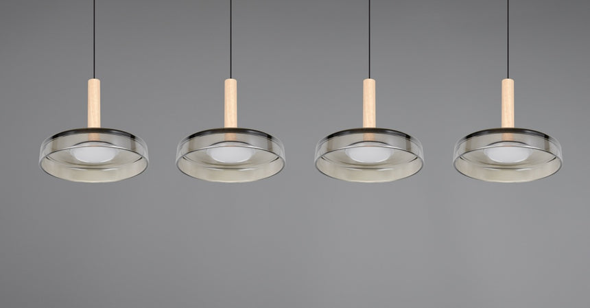 Lámpara colgante Celeste 4 luces LED acero cromado y dorado 354910432