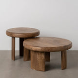 Mesa de centro pequeña madera maciza mango marrón 60x60x51cm 612805-2