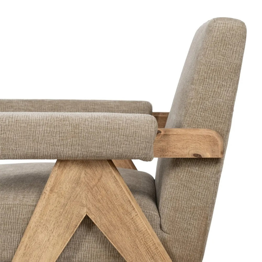 Sillón beige tejido y madera natural 74x76x85cm 613614
