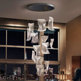 Lámpara de techo colgante Schuller Velos grande 13 luces cromo y micro 3000K regulable 609647ND