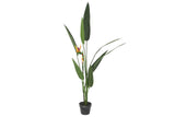 Planta artificial ITEM ave de paraíso JA-209827 de 150 cm, hojas verdes, flores naranja y base negra