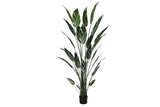 Planta artificial ITEM JA-210903 completa con hojas verdes y blancas y base negra