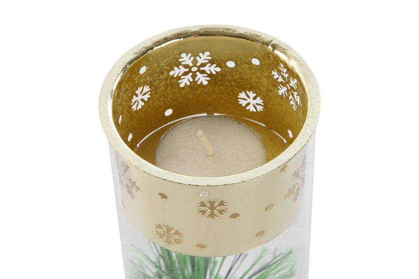Detalle del soporte para vela y los motivos navideños del juego ITEM NV-207078