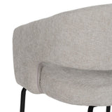Silla IXIA 612599 tapizada gris con patas negras, detalle posterior del respaldo