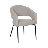 Silla IXIA 612599 tapizada gris con patas negras, vista frontal en diagonal