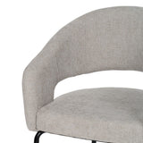 Silla IXIA 612599 tapizada gris con patas negras, detalle del brazo y asiento