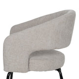 Silla IXIA 612599 tapizada gris con patas negras, detalle lateral del respaldo