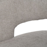 Silla IXIA 612599 tapizada gris con patas negras, detalle de la abertura del respaldo