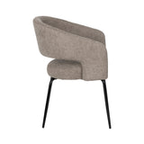 Silla IXIA 612600 tapizada taupe con patas negras, vista trasera en diagonal