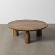 Mesa de centro IXIA 615241 de madera de mango con tablero redondo y tres patas
