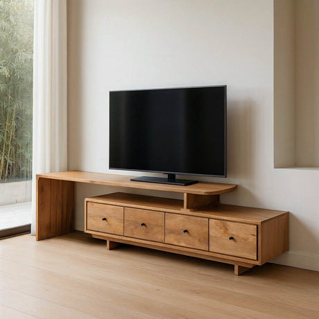 Mueble de TV IXIA 615300 de madera de mango natural en un salón