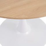 Detalle del sobre, columna y base de la mesa IXIA 615319 natural y blanca